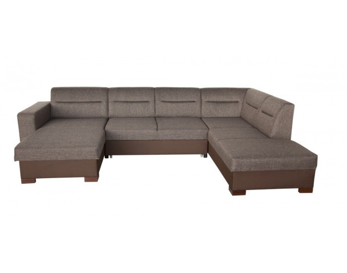 Rohová sedačka U s rozkladom a úložným priestorom Enzo XL P - šenil hnedý (Corona 86) / hnedá (Neo 0