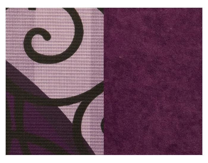 Rozkladacia pohovka s úložným priestorom Mercedes - bavlna vzor fialový / suedine fialový