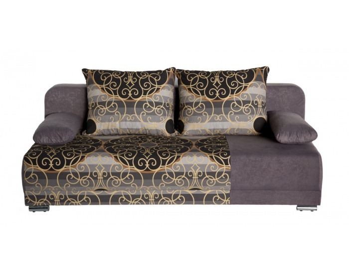 Rozkladacia pohovka s úložným priestorom Mercedes - bavlna vzor sivý / suedine sivý