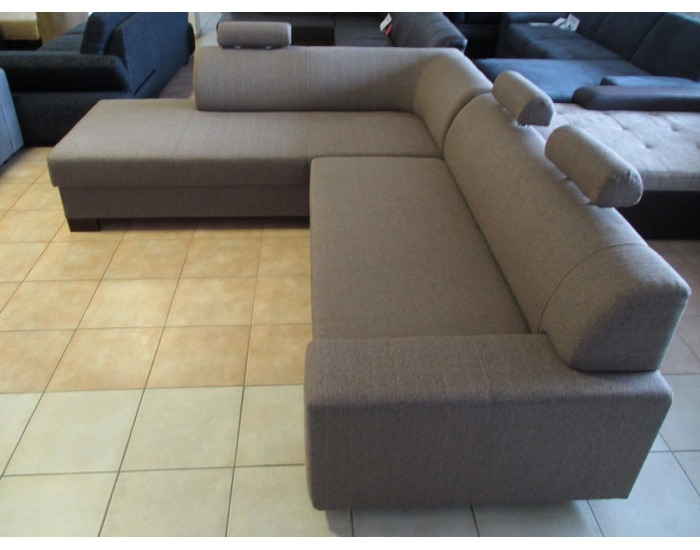 Rohová sedačka s rozkladom a úložným priestorom Paris SR L - šenil svetlohnedý (Portland 24)