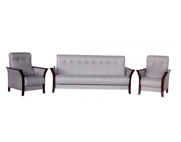 Kreslo Tomas - šenil svetlošedý (Como 12) / tmavý orech