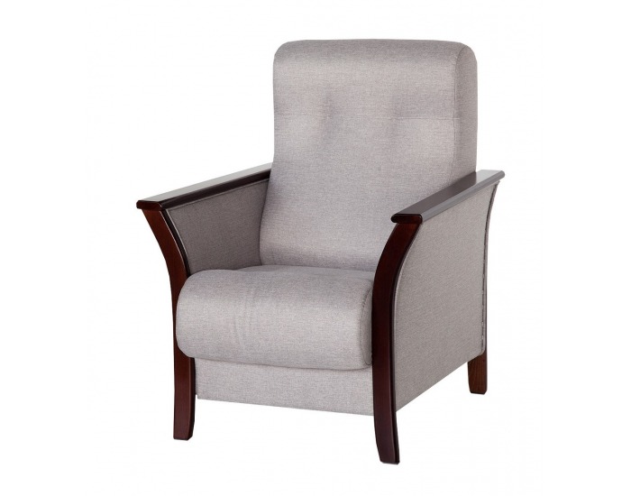 Kreslo Tomas - šenil svetlošedý (Como 12) / tmavý orech