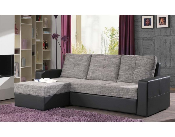 Rohová sedačka s rozkladom Glory - PVC playboy čierna / lucy 1