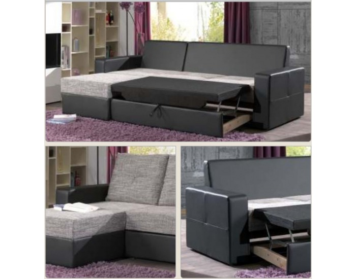 Rohová sedačka s rozkladom Glory - PVC playboy čierna / lucy 1