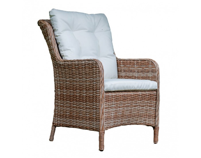 Záhradné kreslo z umelého ratanu Goccia - hnedá / ecru