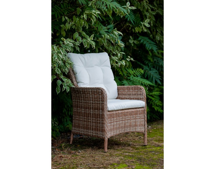 Záhradné kreslo z umelého ratanu Goccia - hnedá / ecru