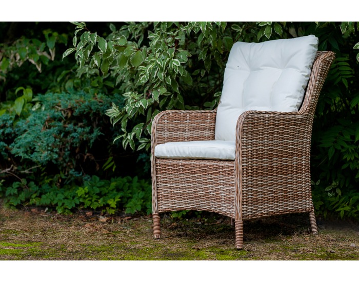 Záhradné kreslo z umelého ratanu Goccia - hnedá / ecru