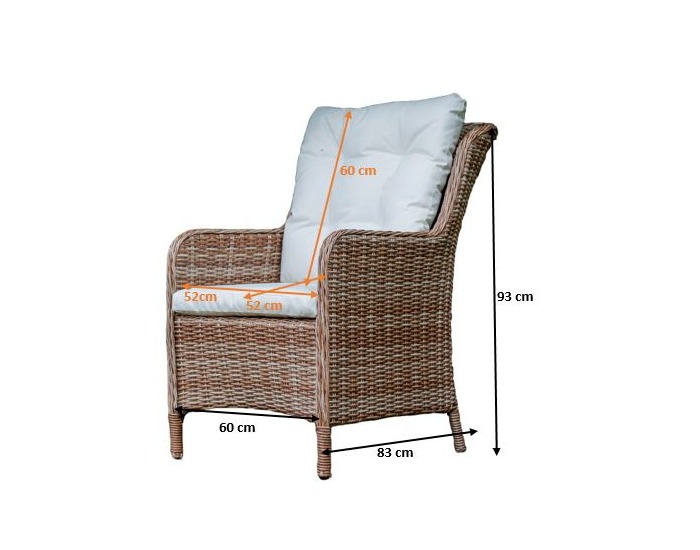 Záhradné kreslo z umelého ratanu Goccia - hnedá / ecru