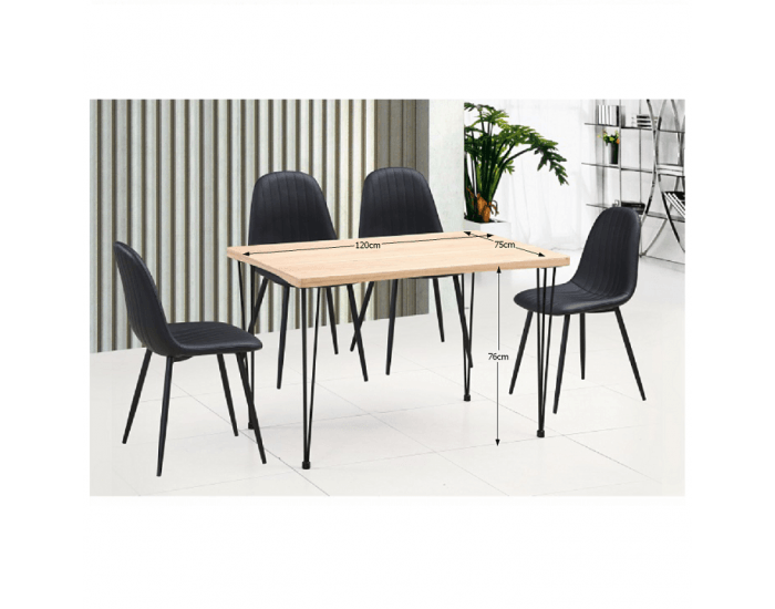 Jedálenský stôl Gordan - svetlý buk / čierna