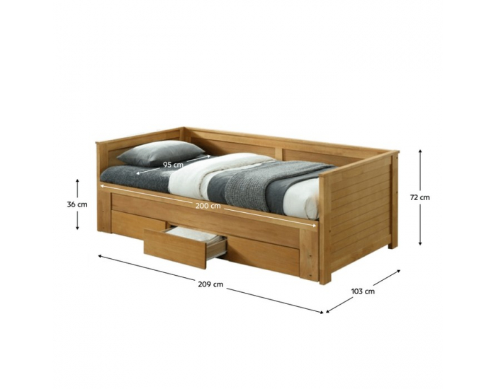 Jednolôžková posteľ s roštami a úložným priestorom Goreta - dub