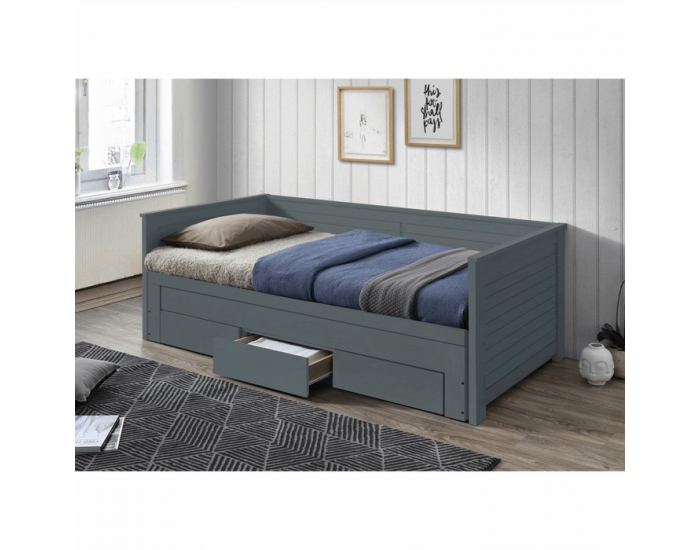 Jednolôžková posteľ s roštami a úložným priestorom Goreta - sivá