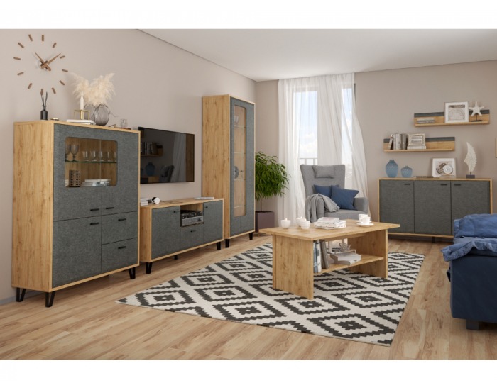 Vitrína Grabie 2W - dub navarra / grafit