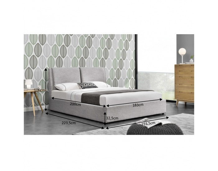 Čalúnená manželská posteľ s roštom Gulia 180 180x200 cm - sivá