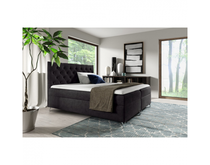 Boxspringová manželská posteľ Guliette 140 - čierna (Velvet)