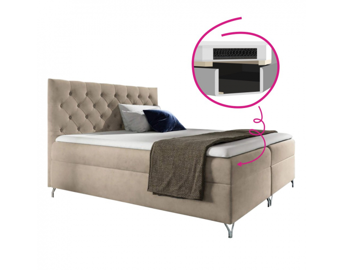 Boxspringová manželská posteľ Guliette 180 - béžová (Velvet)