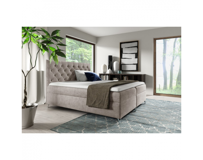Boxspringová manželská posteľ Guliette 180 - sivobéžová taupe (Velvet)