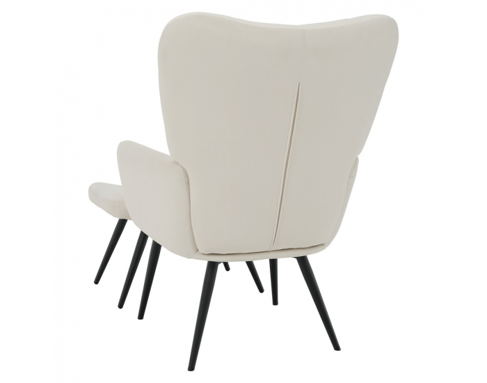 Kreslo s podnožou Haben - biela (Velvet) / čierna