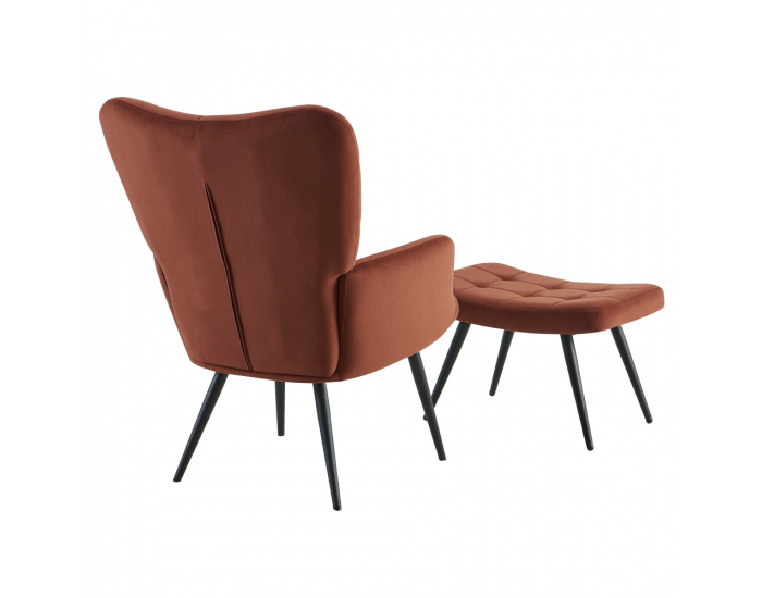 Kreslo s podnožou Haben - hnedá (Velvet) / čierna