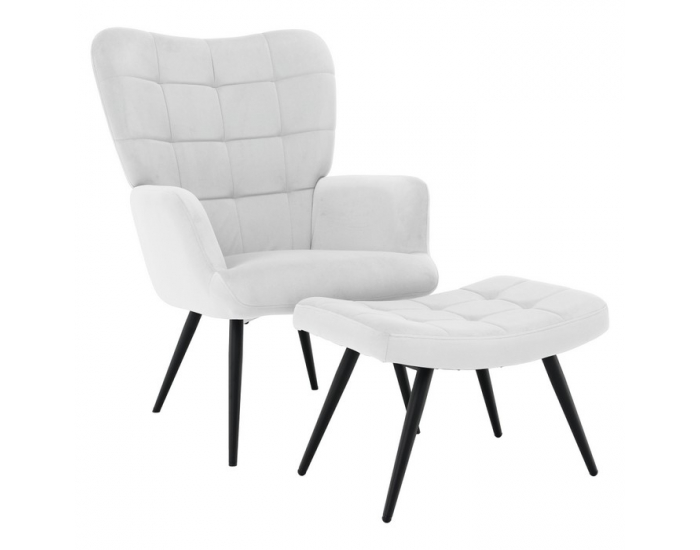 Kreslo s podnožou Haben - svetlosivá (Velvet) / čierna