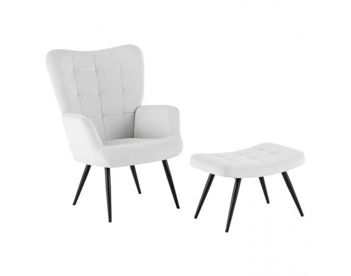 Kreslo s podnožou Haben - svetlosivá (Velvet) / čierna