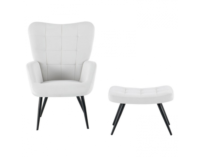 Kreslo s podnožou Haben - svetlosivá (Velvet) / čierna