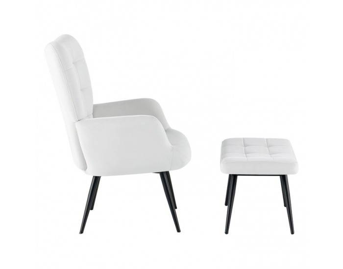 Kreslo s podnožou Haben - svetlosivá (Velvet) / čierna