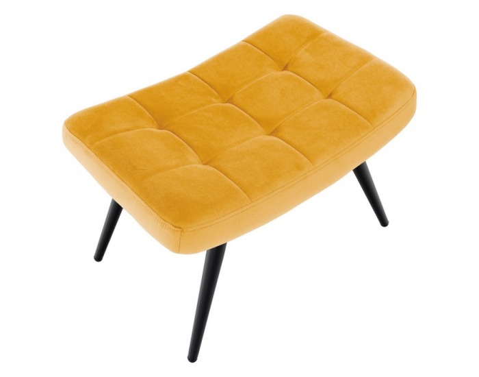 Kreslo s podnožou Haben - žltá (Velvet) / čierna