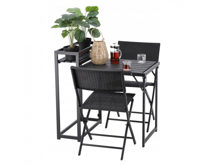 Skladací záhradný set Hadar - čierna