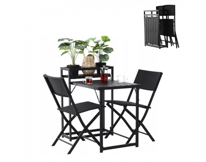 Skladací záhradný set Hadar - čierna