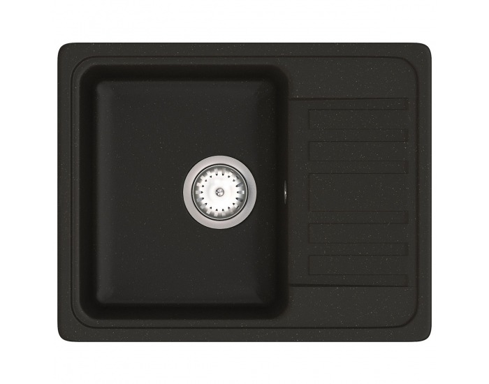 Granitový kuchynský drez so sifónom Hal HNB 02-57 57x46 cm - čierna