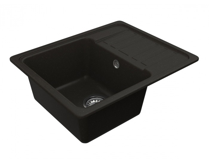 Granitový kuchynský drez so sifónom Hal HNB 02-57 57x46 cm - čierna