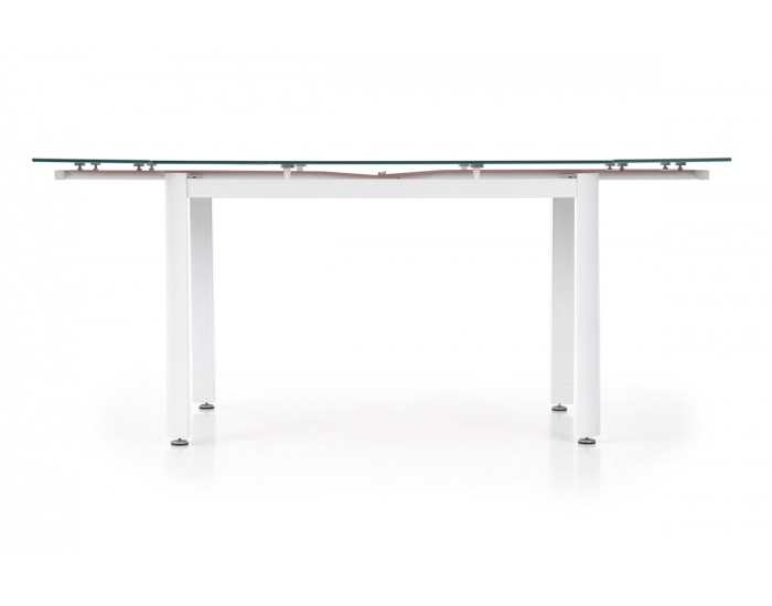 Rozkladací jedálenský stôl Alston - béžové sklo / biely kov