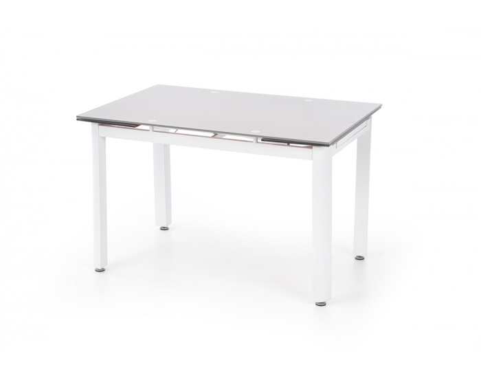 Rozkladací jedálenský stôl Alston - béžové sklo / biely kov