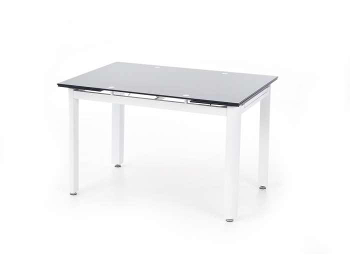 Rozkladací jedálenský stôl Alston - čierne sklo / biely kov