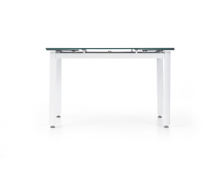 Rozkladací jedálenský stôl Alston - čierne sklo / biely kov