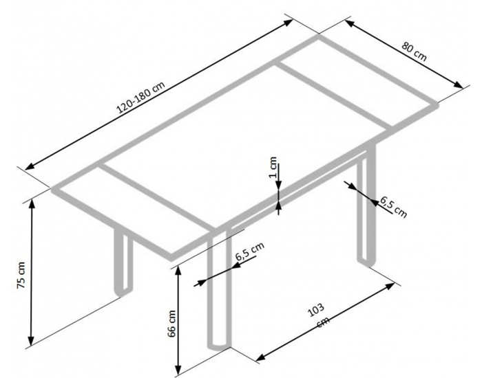Rozkladací jedálenský stôl Alston - čierne sklo / biely kov