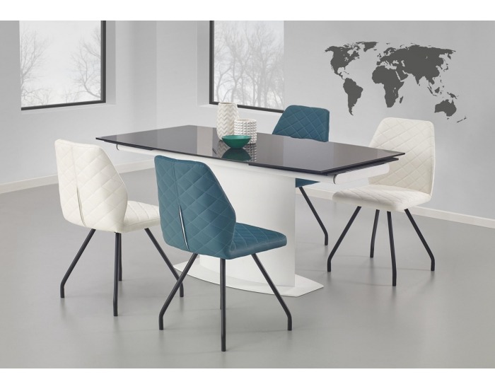 Sklenený rozkladací jedálenský stôl Anderson - čierna / biela