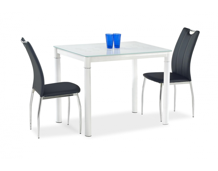 Jedálenský stôl Argus - biele sklo / biely kov