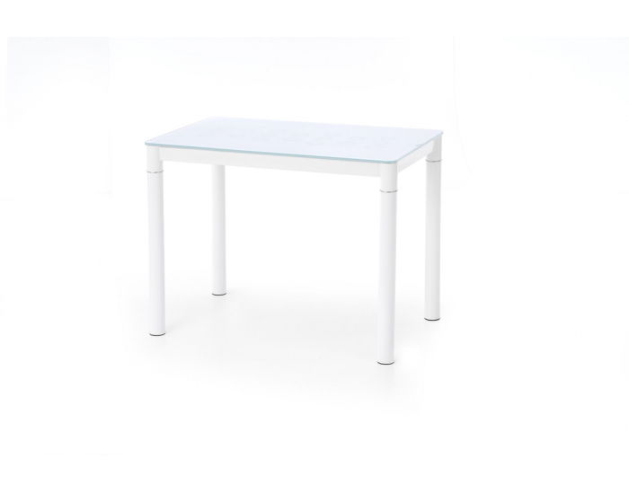 Jedálenský stôl Argus - biele sklo / biely kov