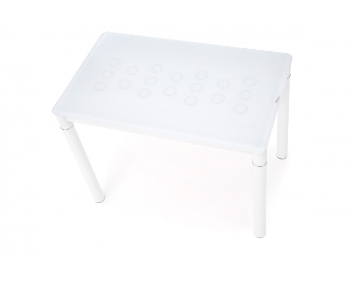 Jedálenský stôl Argus - biele sklo / biely kov