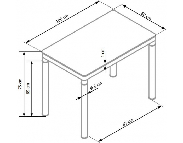 Jedálenský stôl Argus - biele sklo / biely kov