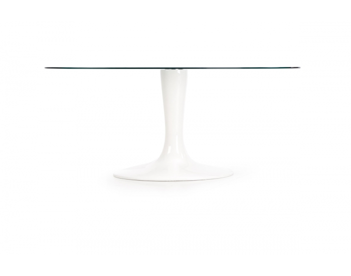Sklenený jedálenský stôl Coral - priehľadná / biely lesk