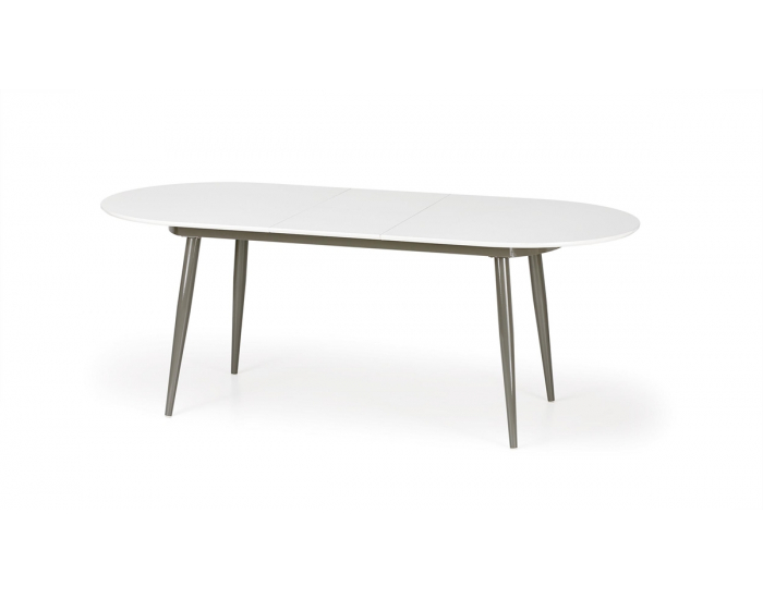 Rozkladací jedálenský stôl Crispin - biely lesk / sivá