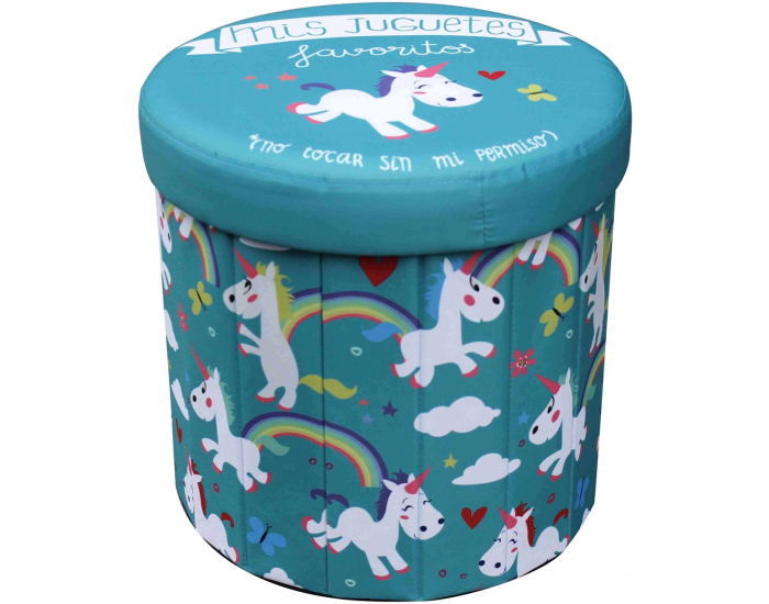 Detská taburetka s úložným priestorom Dizzy - vzor jednorožec