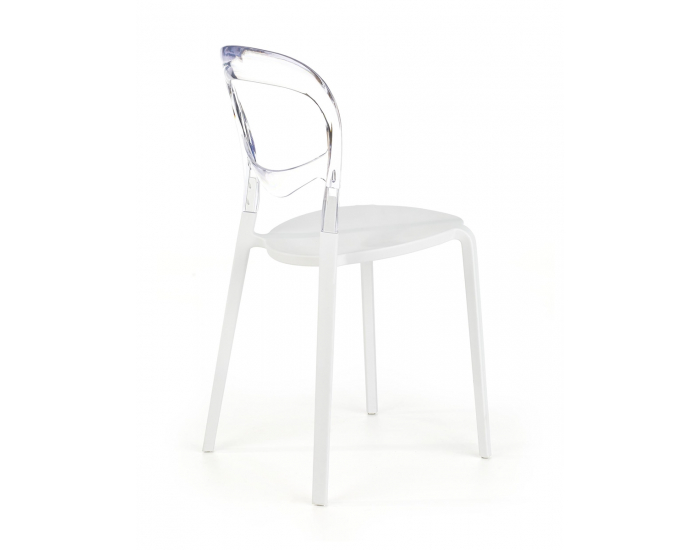 Jedálenská stolička K100 - biela / priehľadná