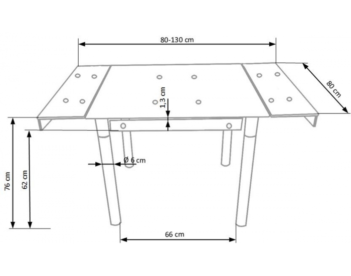 Sklenený rozkladací jedálenský stôl Kent - mliečna / chróm
