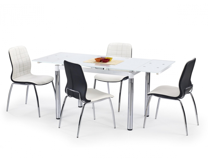 Sklenený rozkladací jedálenský stôl L31 - biela / chróm