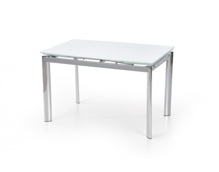 Sklenený rozkladací jedálenský stôl Lambert - biela / chróm