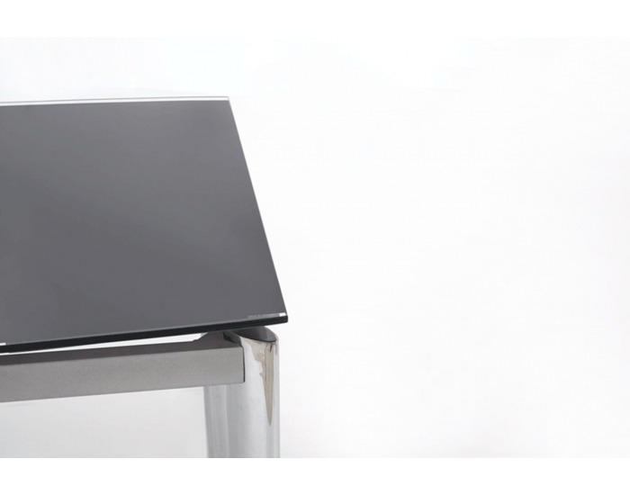 Sklenený rozkladací jedálenský stôl Lambert - čierna / chróm