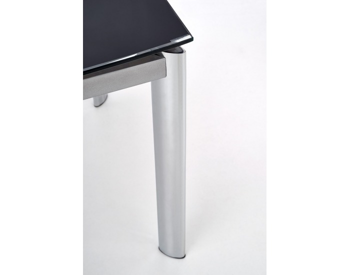 Sklenený rozkladací jedálenský stôl Lambert - čierna / chróm